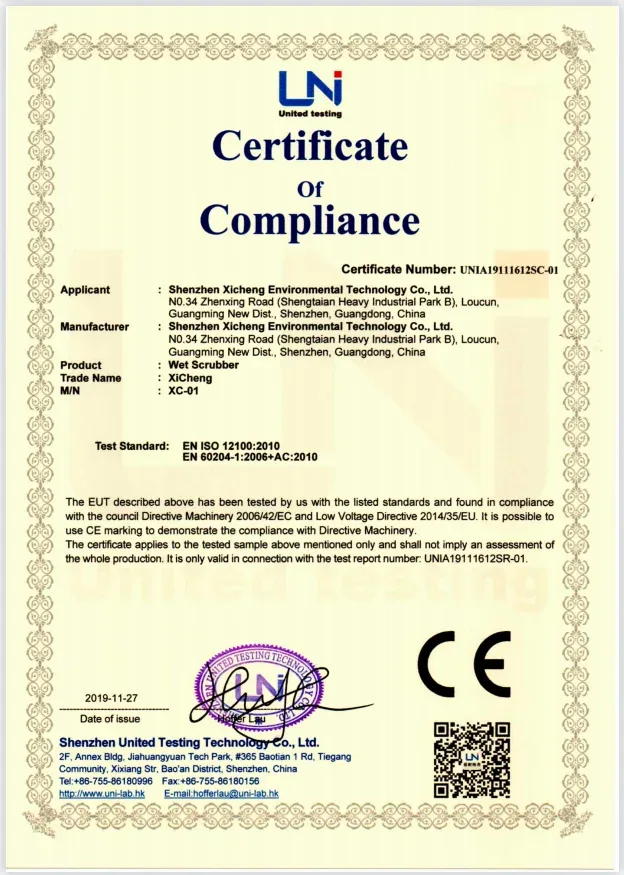 Chứng nhận hợp quy cho tháp rửa khí